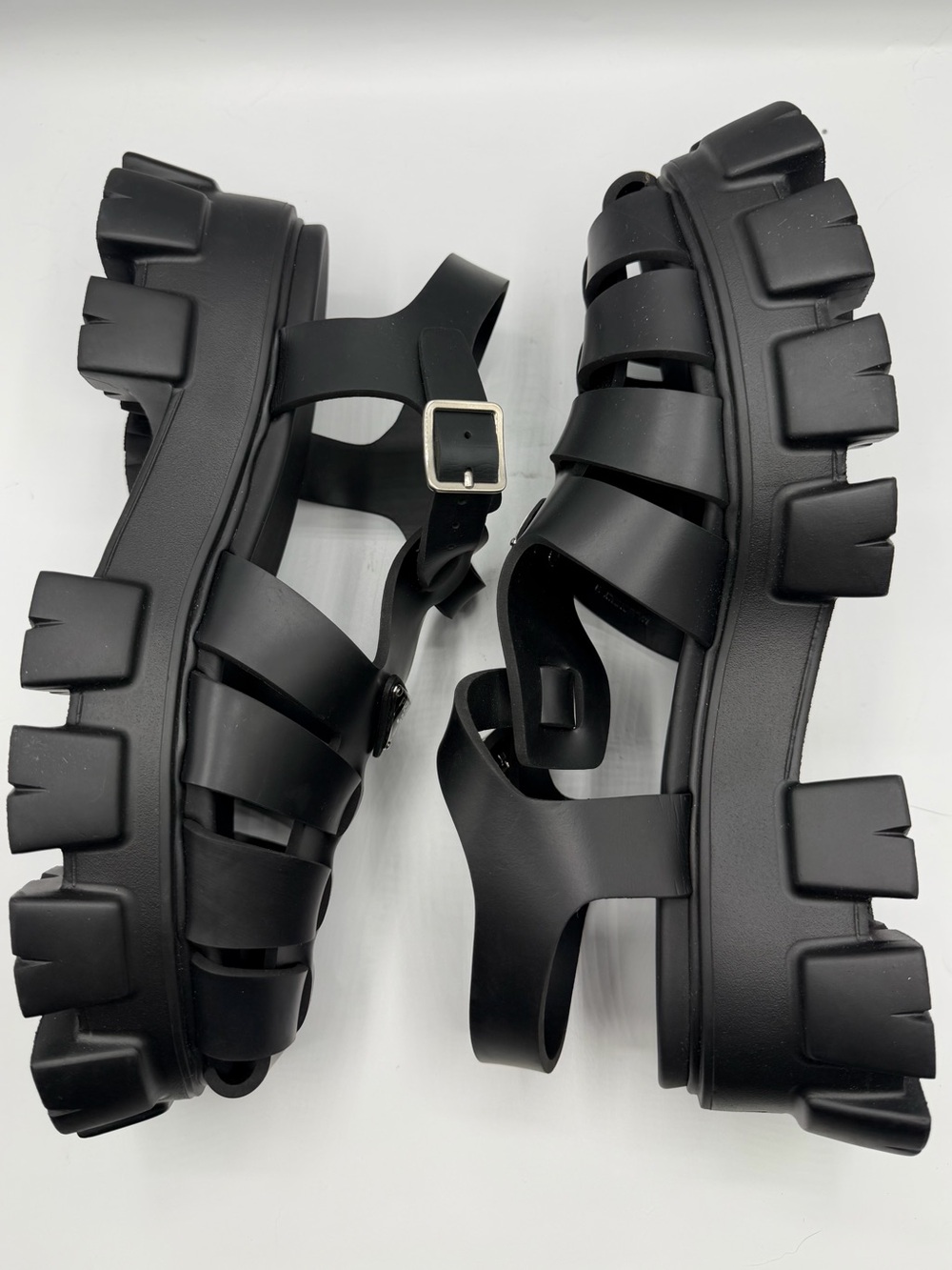 NIB Prada Black Rubber Ultralight Monolith Platform Chunky Strap Sandals EU 41 - Picture 7 of 15